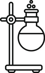 Poster - line drawing of a chemical reaction experiment boiling over in a round bottom flask on a tripod with