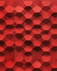 Wall Mural - Modern red geometric pattern featuring hexagons with subtle 3D depth in a minimalistic design