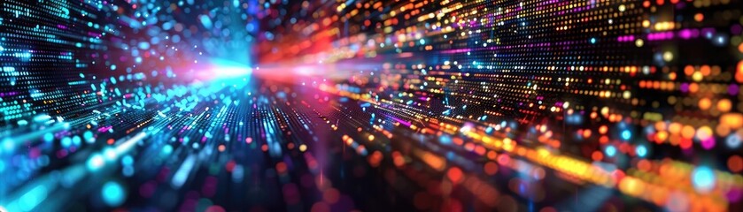 Poster - Vibrant light trails and abstract patterns create a dazzling visual effect, symbolizing speed and innovation in technology.