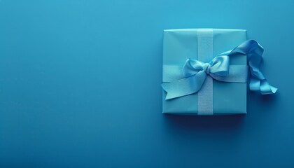 Blue Delight: A Gift Box with Copy Space on a Serene Blue Background