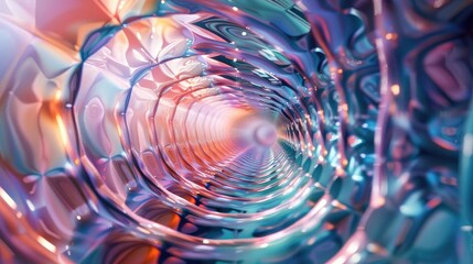 Poster - Abstract tunnel with vibrant colors and fluid motion, creating a sense of depth and infinite space.