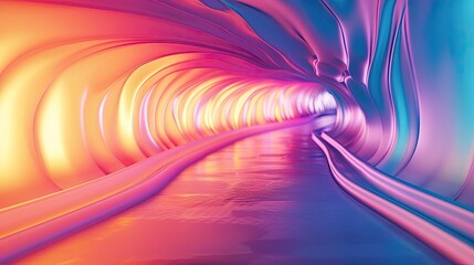 Vibrant and abstract tunnel with colorful light patterns creating an immersive visual experience of movement and depth.