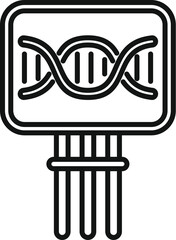 Poster - laboratory equipment showing dna structure on screen icon, outline style