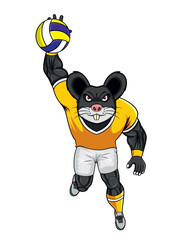 Canvas Print - rat mascot volleyball vector illustration design