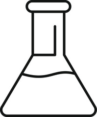 Sticker - Simple, bold line icon of a chemistry flask containing liquid, perfect for representing scientific experiments