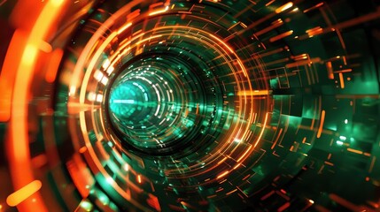Aufkleber - A captivating digital tunnel filled with glowing lines and vibrant colors, perfect for abstract and futuristic themes.