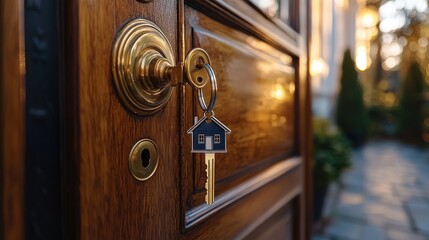 Wall Mural - Unlocking the Dream: Key to New Home Ownership Concept with House Keychain