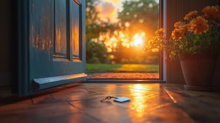 Wall Mural - Welcoming New Home: Key to Modern Living with Light-Filled Interior