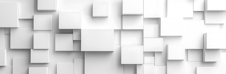 Wall Mural - Geometric Squares Pattern on Abstract White Background - 3D Rendering Minimal Wall Texture Design for Text and Graphics Integration