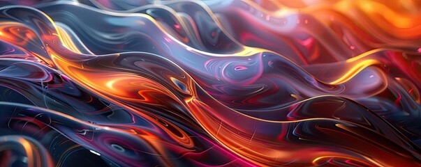 Poster - Abstract vibrant waves in rich colors create a mesmerizing visual effect, perfect for backgrounds or artistic projects.