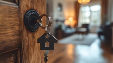 Wall Mural - New Beginnings: Inviting Home with Key in Door Lock
