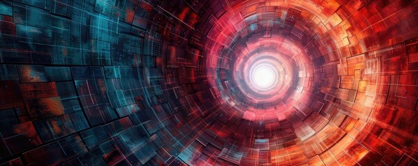 Poster - A mesmerizing tunnel of vibrant colors converging toward a bright center, ideal for digital art and abstract backgrounds.