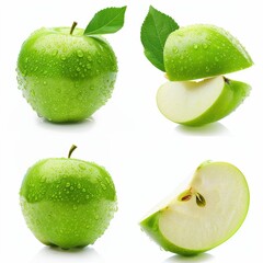 Fresh green Apple fruit over white background