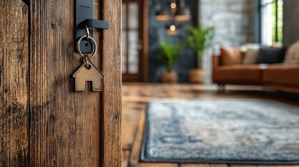 Wall Mural - Unlocking Real Estate Ownership - Key to Bright Modern Home Interior