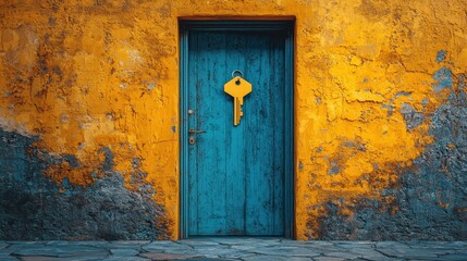 Wall Mural - Unlocking New Beginnings - Real Estate Concept with Key, Open Door, and Modern Interior Symbolizing Fresh Start