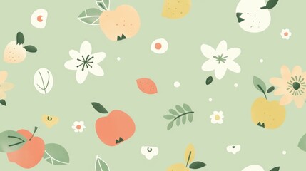 Seamless repetitive pattern background of fresh ripe apple for fabric design