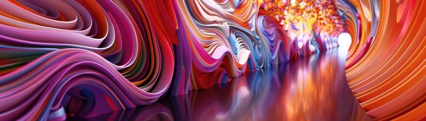 Poster - A vibrant swirl of colors and light, creating a dreamlike abstract landscape that inspires creativity and intrigue.