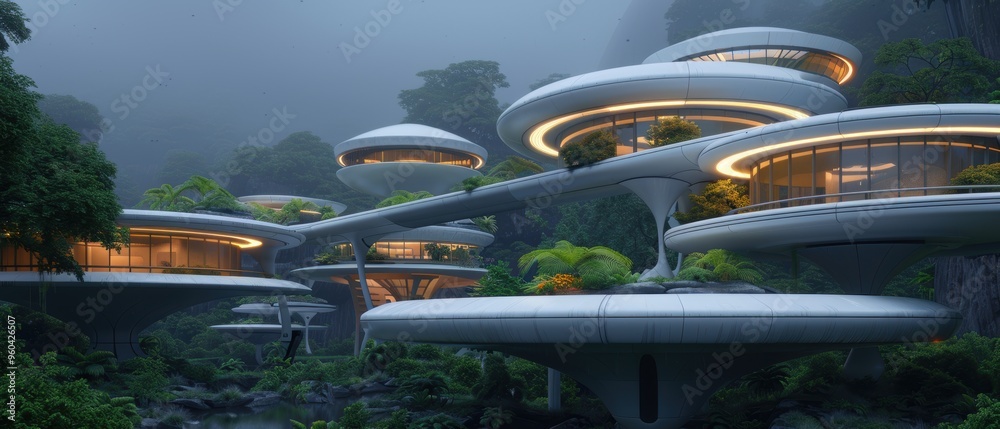 Otherworldly Realm: Futuristic Sci-Fi Landscape with Alien Flora and ...