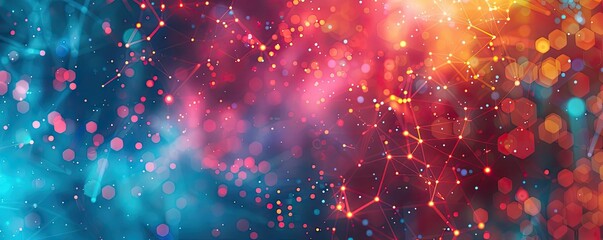 Poster - Vibrant abstract background with colorful bokeh and cosmic elements, perfect for digital art, presentations, and creative projects.