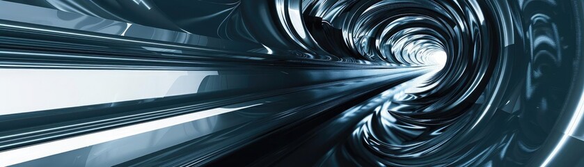 Poster - A mesmerizing abstract tunnel illustrated with sleek lines, creating a sense of depth and movement in a futuristic style.