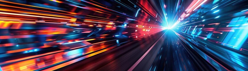 Poster - Dynamic light trails create an energetic composition, showcasing movement and speed in a vibrant digital atmosphere.