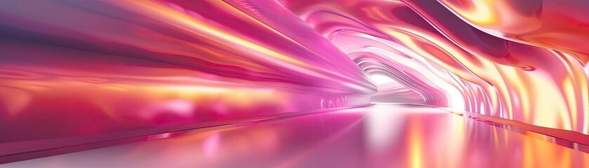 Poster - A vibrant abstract tunnel with radiant colors, showcasing a blend of pink, purple, and orange hues, creating a dynamic visual experience.