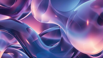 Poster - Abstract composition of smooth, glowing shapes in purple and blue hues, creating a serene and futuristic atmosphere.