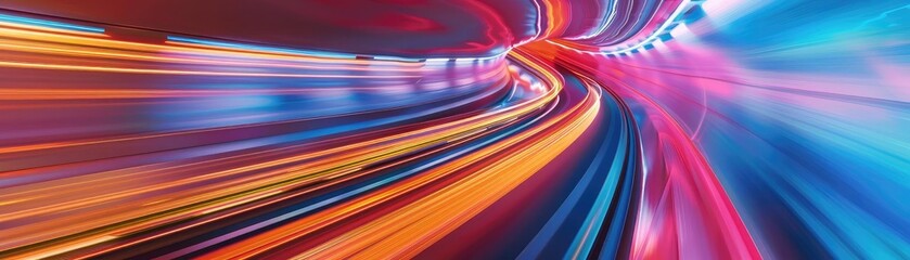 Poster - Vibrant light trails create a dynamic sense of movement and energy in a colorful, abstract background design.