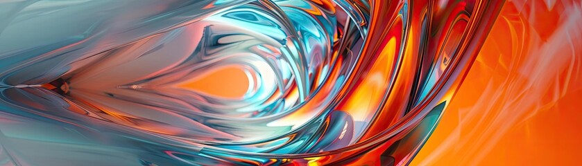 Poster - A vibrant abstract swirl of colors, blending orange and blue hues, evoking a sense of motion and energy in design.