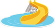 © anatolir - This illustration features a yellow water slide emerging from a swimming pool, perfect for projects related to summer fun, water parks, and vacations