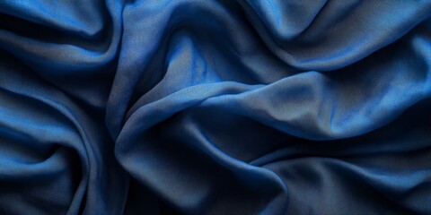 A close-up of a blue soft linen fabric showcasing realistic folds and subtle shading effects