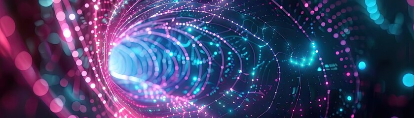 Poster - A vibrant tunnel of light exploring abstract colors and patterns, creating a mesmerizing digital atmosphere.