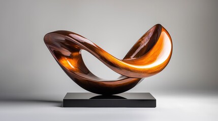 Dynamic, abstract sculpture with twisted metal and dramatic curves, contemporary, visual movement