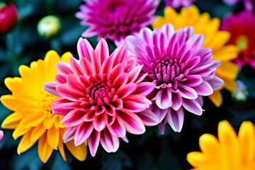 pink and yellow chrysanthemum