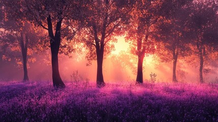 Wall Mural - Sunrise in a Magical Forest