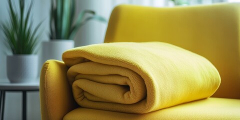 Poster - Yellow blanket on a yellow armchair.