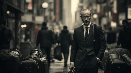 Wall Mural - a seasoned businessman, briefcase in hand