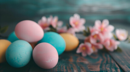 Canvas Print - Generative Easter Eggs With Flowers Table