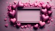 © Roman - Picture frame surrounded by hearts on a pink background, love background