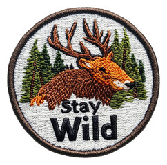 deer patch with forest design, cut out - stock png.