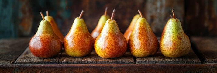 Fresh pear fruit on table with dark background