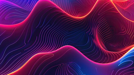 Sticker - Wavy lines and neon color bursts over a gradient background in red purple and cyan hues