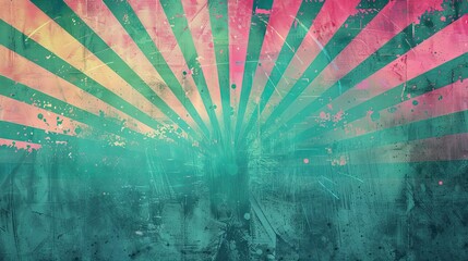 Canvas Print - Faded neon sunburst patterns and gradient washes layered for a nostalgic retro backdrop