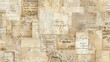 © javier - Repeating patterns of sepia postcards and handwritten letters on vintage wallpaper