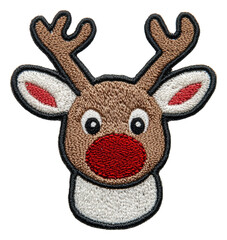 Adorable antlered reindeer patch for crafts, cut out - stock png.