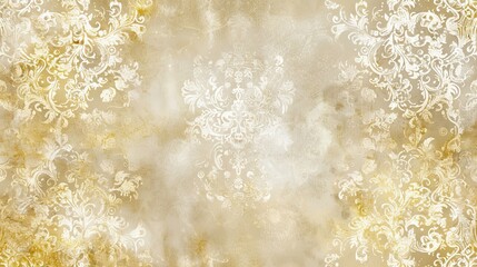 Canvas Print - Ivory and gold lace pattern on a muted Baroque background with an elegant feel