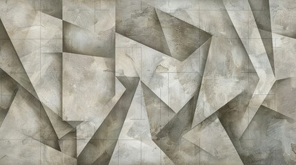 Wall Mural - Muted gray and beige angular shapes form this Cubist wallpaper with light play