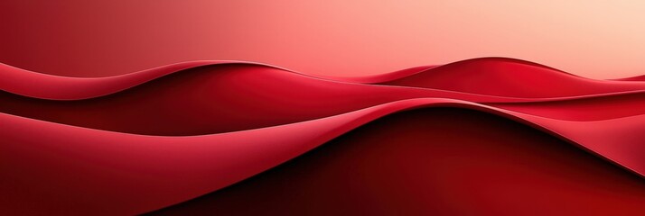 Canvas Print - Smooth, flowing red curves generate a calming atmosphere, suggesting warmth and comfort. Subtle highlights enhance the soft texture as shadows play across the surface