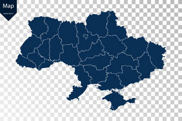 Wall Mural - Transparent - High Detailed Blue Map of Ukraine. Vector eps10.	
