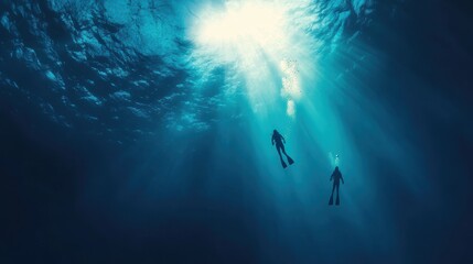 diver in deep sea